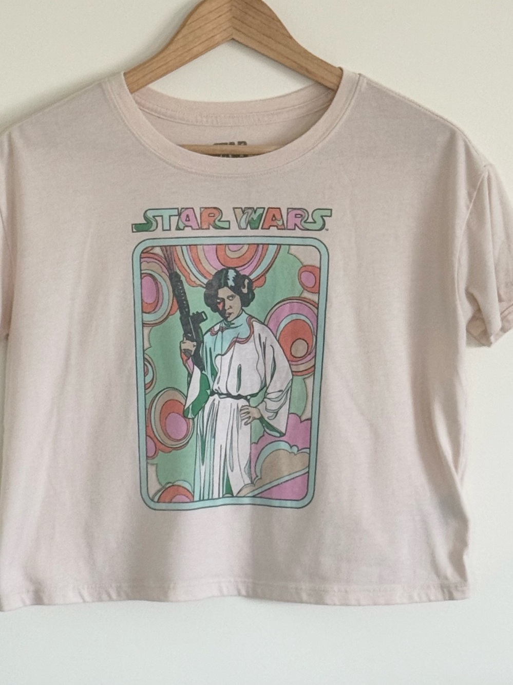 Retro Inspired Star Wars  Tee in Cream with 6Os Pop Art Style Logo